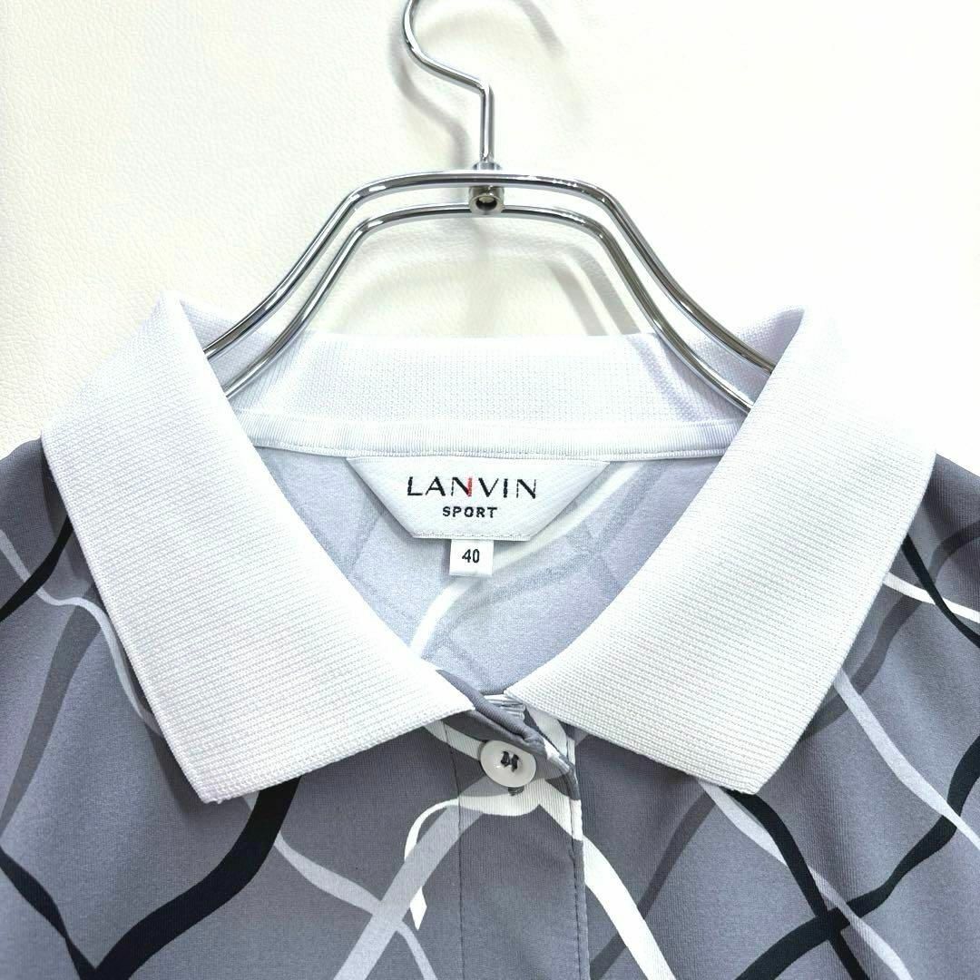 LANVIN(ランバン)の美品❗️ランバンスポール　40/L 半袖ポロシャツ　グレー　総柄　　ゴルフ スポーツ/アウトドアのゴルフ(ウエア)の商品写真