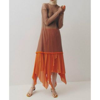 ルシェルブルー(LE CIEL BLEU)のIRENEアイレネ　zigzag pleated skirtプリーツスカート(ロングスカート)