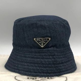 プラダ(PRADA)の［美品］プラダ　デニム生地　バケットハット　トライアングルロゴ　インディゴブルー(ハット)