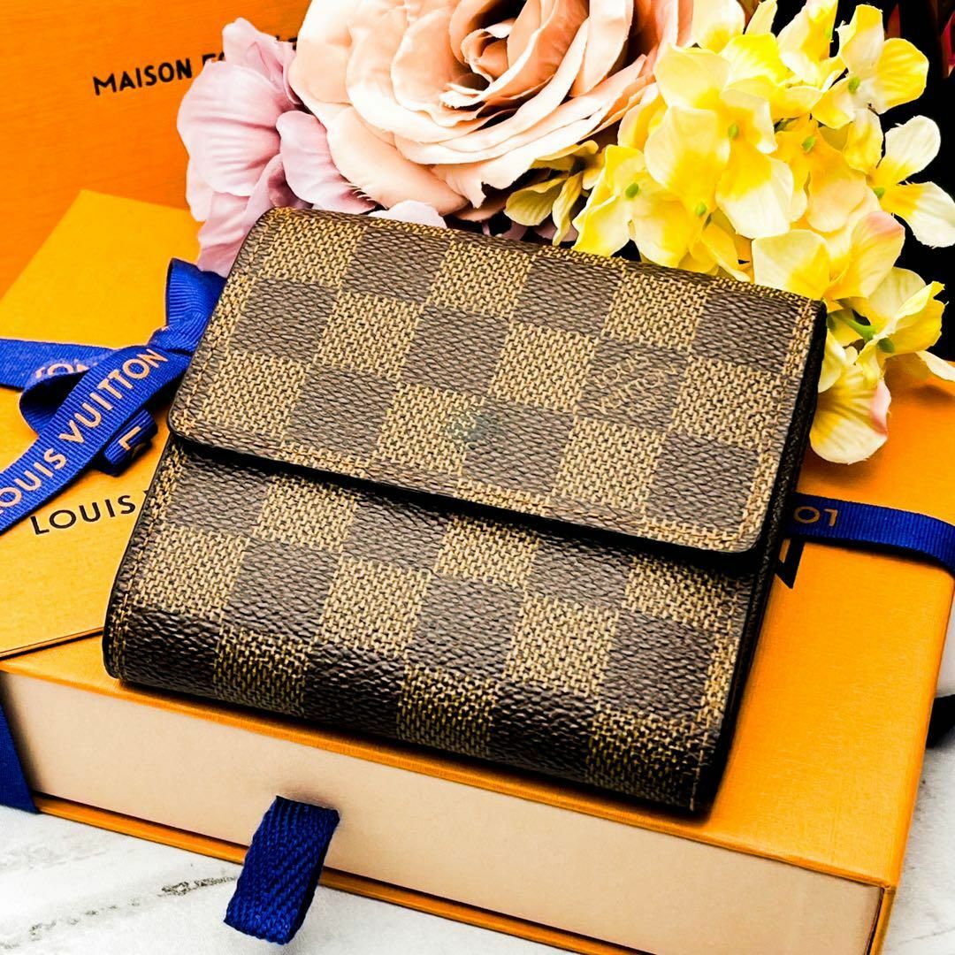 LOUIS VUITTON(ルイヴィトン)の美品✨　ルイヴィトン　三つ折財布　ダミエ　ポルトフォイユ　エリーズ　Wホック レディースのファッション小物(財布)の商品写真