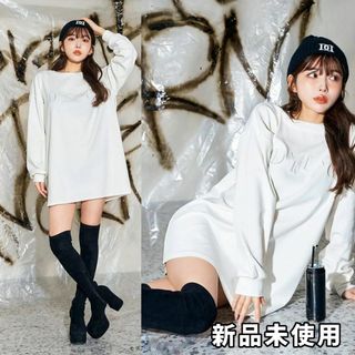 ダーリッチ(Darich)のダーリッチ DARLINGビッグロングTシャツ ホワイト ミニワンピース F(ミニワンピース)