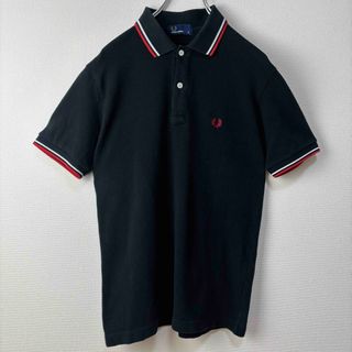 フレッドペリー(FRED PERRY)のフレッドペリー　半袖　ポロシャツ　黒　赤　白　M 古着(ポロシャツ)