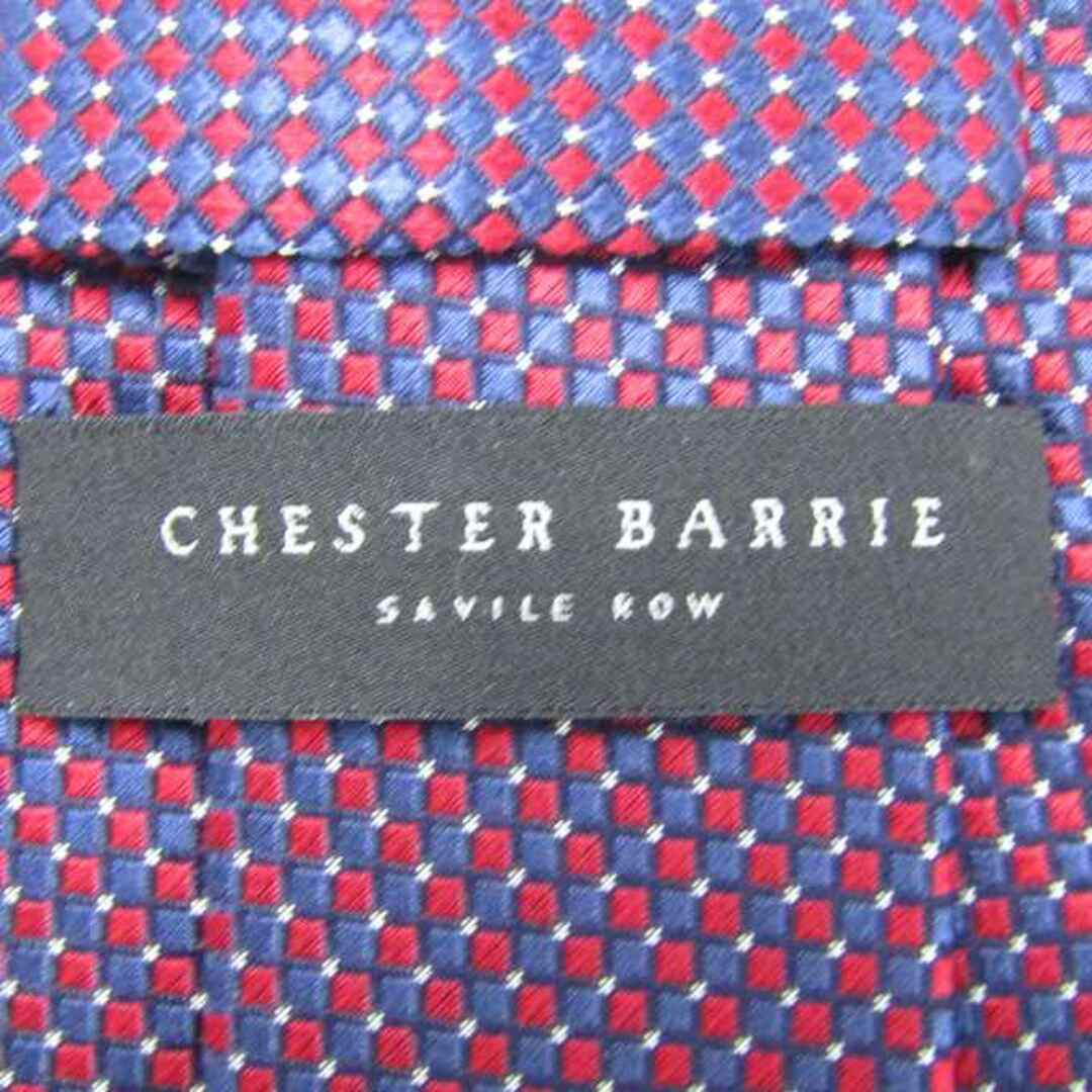 チェスターバリー ブランド ネクタイ シルク サビルロウ チェック メンズ ネイビー CHESTER BARRIE ｲｷﾞﾘｽ高級紳士服ﾌﾞﾗﾝﾄﾞ メンズのファッション小物(ネクタイ)の商品写真