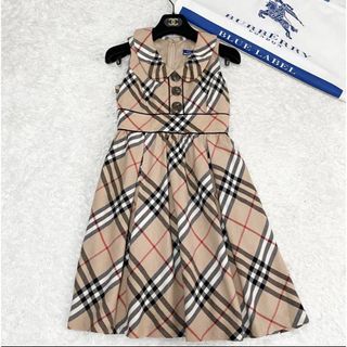 バーバリーブルーレーベル(BURBERRY BLUE LABEL)のバーバリーブルーレーベル　ワンピース　ノバチェック　総柄　フレア　プリーツ(ひざ丈ワンピース)