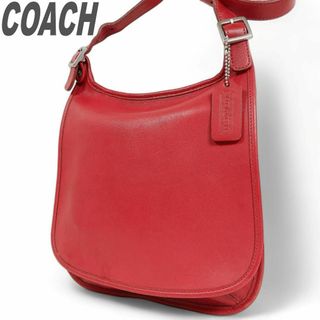 コーチ(COACH)の美品 オールドコーチ ショルダーバッグ クロスボディ レッド 赤 オールレザー(ショルダーバッグ)