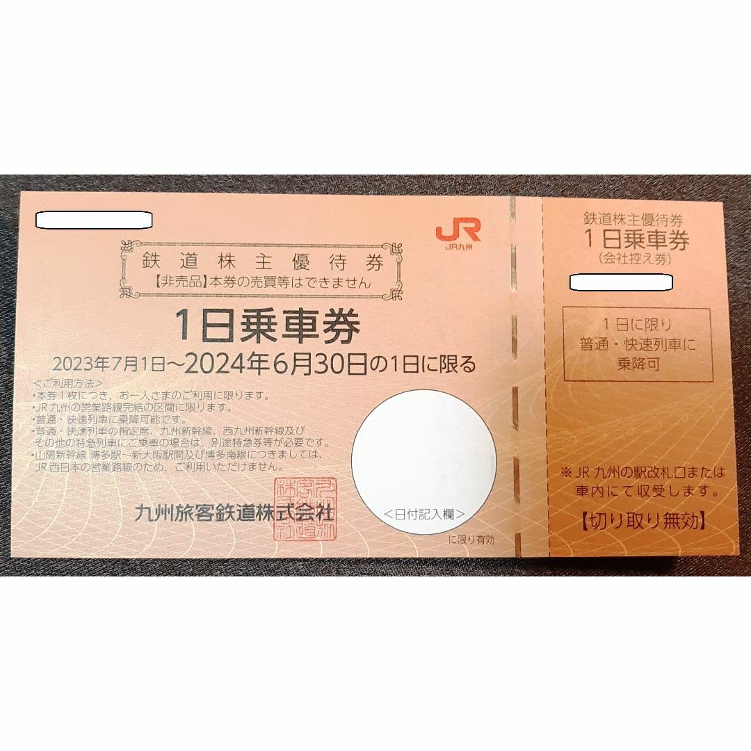 JR九州 株主優待券　1日乗車券　10枚　鉄道株主優待券　九州旅客鉄道 チケットの乗車券/交通券(鉄道乗車券)の商品写真