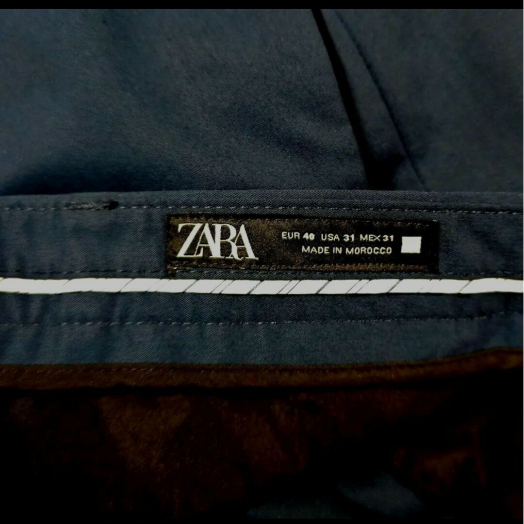 ZARA(ザラ)のザラ テーパードパンツ スラックスパンツ 春 メンズズボン w88 ネイビー L メンズのパンツ(スラックス)の商品写真