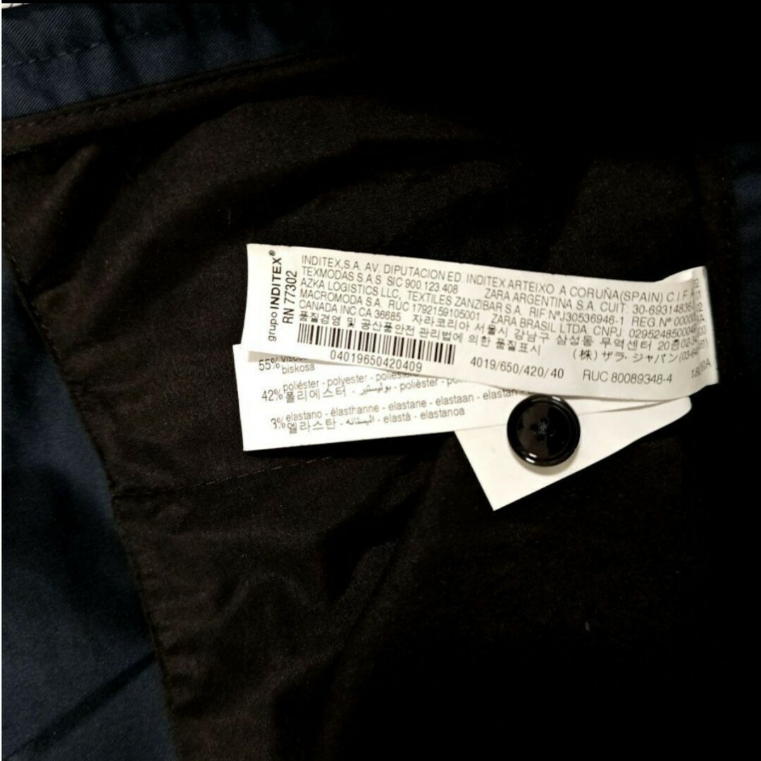 ZARA(ザラ)のザラ テーパードパンツ スラックスパンツ 春 メンズズボン w88 ネイビー L メンズのパンツ(スラックス)の商品写真