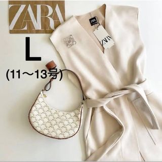 ザラ(ZARA)の【新品未使用】ZARA ベルト テクスチャーベスト　エクリュ　ホワイト　白　希少(ベスト/ジレ)