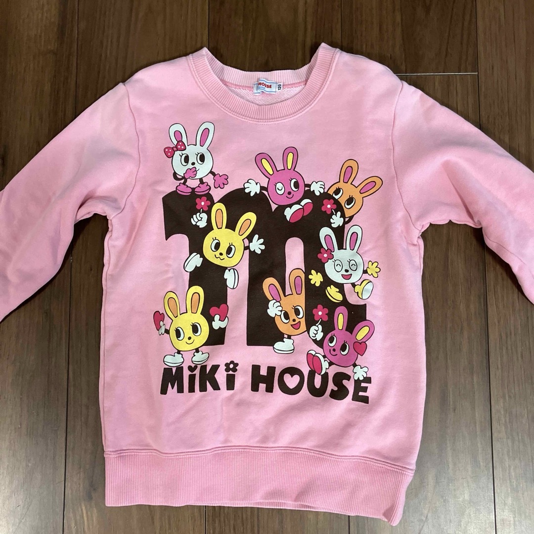 mikihouse(ミキハウス)のミキハウス　トレーナー　スウェット　120 うさちゃん　ピンク　キッズ　子供用 キッズ/ベビー/マタニティのキッズ服女の子用(90cm~)(Tシャツ/カットソー)の商品写真