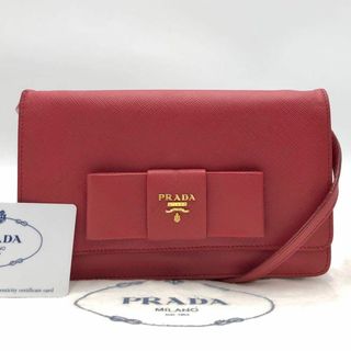 プラダ(PRADA)の［美品］PRADA ショルダーバッグ　BT1009 サフィアーノ　リボン　長財布(ショルダーバッグ)