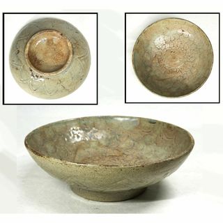 青磁茶碗 明時代 時代物 唐物 古美術 ウブ品 明清古玩 中国古磁WWTT100(陶芸)