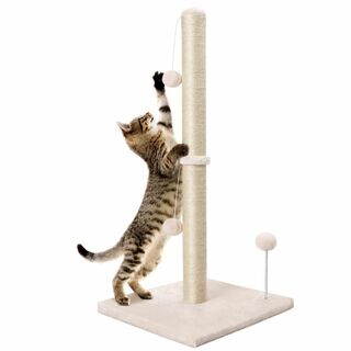 【色: ベージュ】Dohump猫爪とぎポール 高さ84cm 室内用 な天然サイザ(猫)