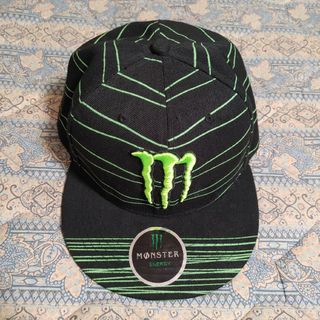 モンスターエナジー(Monster Energy)のMONSTER ENERGY  キャップ　フリーサイズ《中古品》黒×蛍光黄緑刺繍(キャップ)