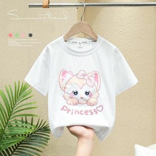 叩くと光る　楽しい　通園　子供服　女の子　春夏　半袖シャツ　ホワイト　130cm(Tシャツ/カットソー)