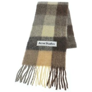 アクネストゥディオズ(Acne Studios)のAcne Studios マフラー - 茶xグレーxアイボリー(チェック) 【古着】【中古】(マフラー)