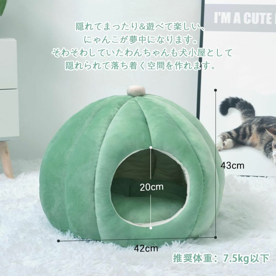 【色: グリーン】Bidason 猫 ベッド ペット ハウス ドーム型 ふわふわ その他のペット用品(猫)の商品写真