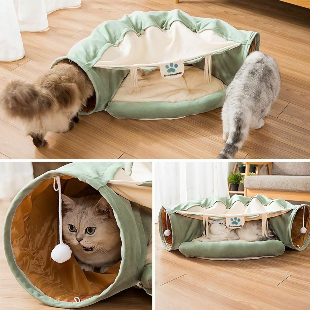 【色: グリーン】Dreamsoule-jp ねこトンネル 猫ハウス キャットト その他のペット用品(猫)の商品写真