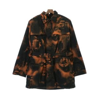 プラダ(PRADA)のPRADA プラダ コート M 黒xオレンジ(総柄) 【古着】【中古】(その他)