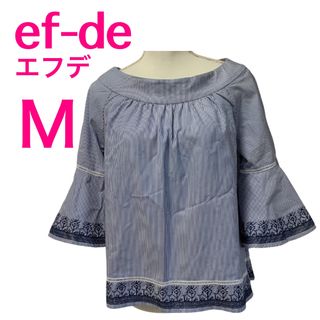 エフデ(ef-de)のef-de エフデ【美品】シャツブラウス☆プルオーバー☆縦ストライプ☆刺繍入り(シャツ/ブラウス(長袖/七分))