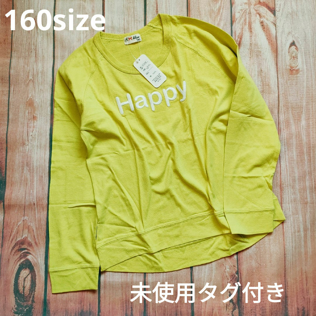 160size　新品タグ付き　後ろ丈長め　長袖Tシャツ キッズ/ベビー/マタニティのキッズ服女の子用(90cm~)(Tシャツ/カットソー)の商品写真