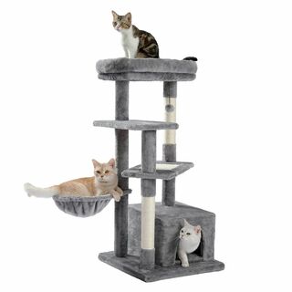【色: グレー】PAWZ Road キャットタワー スリム 大型猫用 据え置き (猫)
