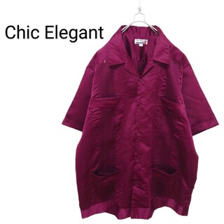 ヴィンテージ(VINTAGE)の【Chic Elegant】開襟 刺繍入りキューバシャツ A-1799(シャツ)