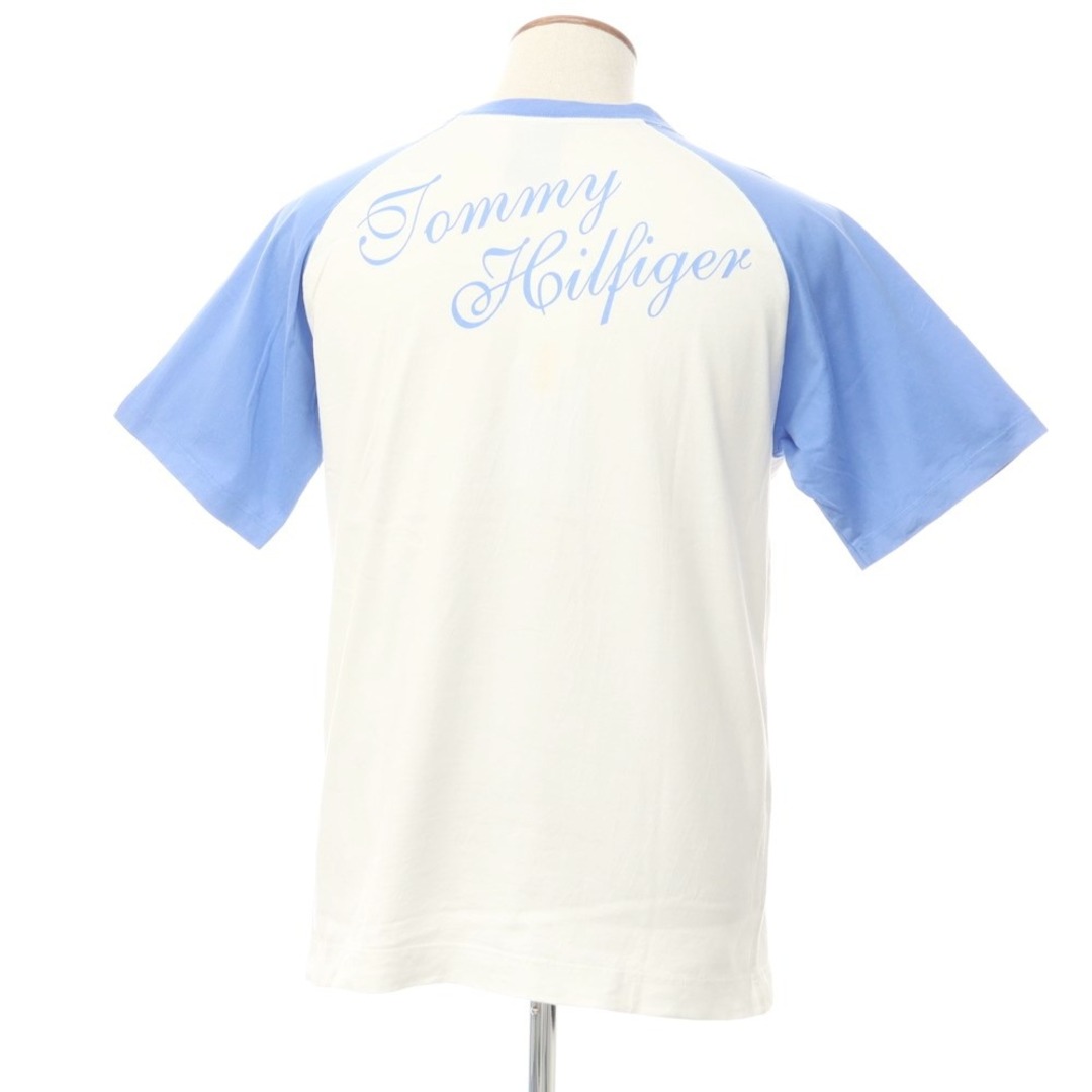 TOMMY HILFIGER(トミーヒルフィガー)の【中古】トミーヒルフィガー TOMMY HILFIGER コットン クルーネック 半袖Ｔシャツ ホワイトxゼファブルー【サイズM】【メンズ】 メンズのトップス(Tシャツ/カットソー(半袖/袖なし))の商品写真