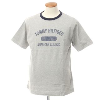 トミーヒルフィガー(TOMMY HILFIGER)の【中古】トミーヒルフィガー TOMMY HILFIGER コットン クルーネック 半袖Ｔシャツ グレーxネイビー【サイズM】【メンズ】(Tシャツ/カットソー(半袖/袖なし))