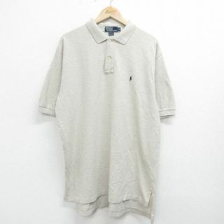 ラルフローレン(Ralph Lauren)のXL★古着 ラルフローレン Ralph Lauren 半袖 ブランド ポロ シャツ メンズ 90年代 90s ワンポイントロゴ 鹿の子 大きいサイズ コットン 薄ベージュ カーキ 24apr01 中古 トップス(ポロシャツ)