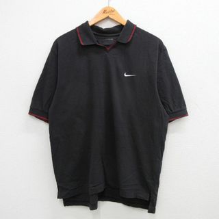 ナイキ(NIKE)のL★古着 ナイキ NIKE 半袖 トップス メンズ ワンポイントロゴ コットン 黒 ブラック 24apr01 中古(シャツ)