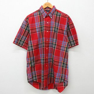 ラルフローレン(Ralph Lauren)のXL★古着 ラルフローレン Ralph Lauren 半袖 ブランド シャツ メンズ 90年代 90s ワンポイントロゴ BLAKE コットン ボタンダウン 赤他 レッド チェック 【spe】 24apr01 中古 トップス(シャツ)