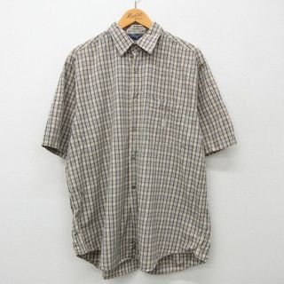 ノーティカ(NAUTICA)のXL★古着 ノーティカ NAUTICA 半袖 ブランド シャツ メンズ 90年代 90s ワンポイントロゴ 大きいサイズ ベージュ他 カーキ チェック 24apr01 中古 トップス(シャツ)