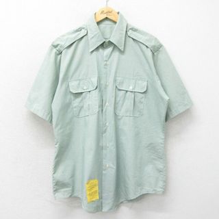 XL★古着 半袖 ミリタリー シャツ メンズ 90年代 90s USA製 薄緑 グリーン 24apr01 中古 トップス(シャツ)