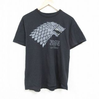 L★古着 半袖 Tシャツ メンズ ドラマ ゲームオブスローンズ コットン クルーネック 黒 ブラック 24apr01 中古(Tシャツ/カットソー(半袖/袖なし))