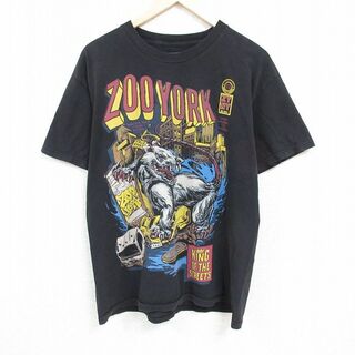 ズーヨーク(ZOO YORK)のXL★古着 半袖 Tシャツ メンズ ズーヨーク クルーネック 黒 ブラック 24apr01 中古(Tシャツ/カットソー(半袖/袖なし))