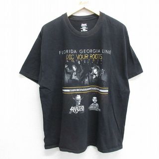 ヘインズ(Hanes)のXL★古着 ヘインズ Hanes 半袖 ロック バンド Tシャツ メンズ フロリダジョージアラィン コットン クルーネック 黒 ブラック 24apr01 中古(Tシャツ/カットソー(半袖/袖なし))