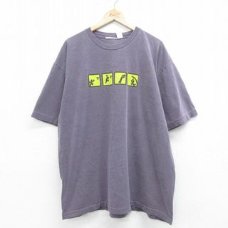 XL★古着 半袖 ビンテージ Tシャツ メンズ 00年代 00s バスケットボール 大きいサイズ ロング丈 コットン クルーネック 紫 パープル 【spe】 24apr01 中古(Tシャツ/カットソー(半袖/袖なし))