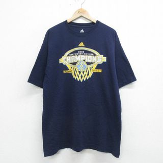 アディダス(adidas)のXL★古着 アディダス adidas 半袖 ビンテージ Tシャツ メンズ 00年代 00s ノースウエスト バスケットボール ロング丈 コットン クルーネック 紺 ネイビー 24apr01 中古(Tシャツ/カットソー(半袖/袖なし))