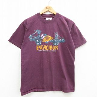 M★古着 半袖 ビンテージ Tシャツ メンズ 00年代 00s カジノ ラスベガス コットン クルーネック カナダ製 紫 パープル 24apr01 中古(Tシャツ/カットソー(半袖/袖なし))