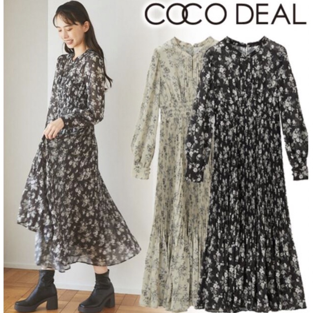 COCO DEAL(ココディール)のCOCODEAL ヴィンテージフラワー　プリーツワンピース レディースのワンピース(ロングワンピース/マキシワンピース)の商品写真