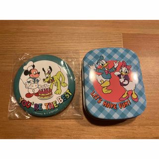 ディズニー(Disney)のディズニー　レトロ　缶バッジ　ミニ缶ケース　付箋　ポストイット(キャラクターグッズ)