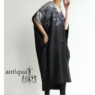 アンティカ(antiqua)の美品●antiqua 切替コクーンワンピ アンティカ(ロングワンピース/マキシワンピース)