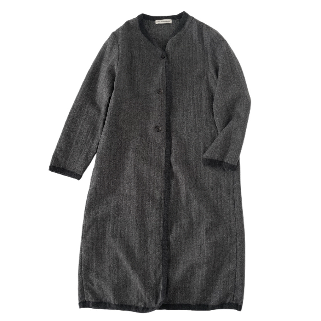 nest Robe(ネストローブ)の美品 100% a hundred percent ヘリンボーン ロングコート レディースのジャケット/アウター(ロングコート)の商品写真