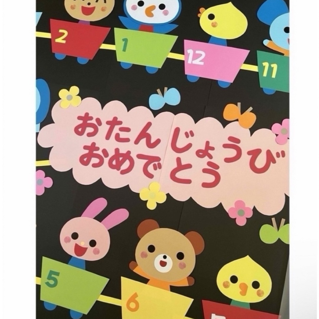 ❁¨̮新年度/4月誕生壁面(誕生表)『お誕生日の汽車ポッポ〜！』❁⃘*.ﾟ ハンドメイドの素材/材料(型紙/パターン)の商品写真