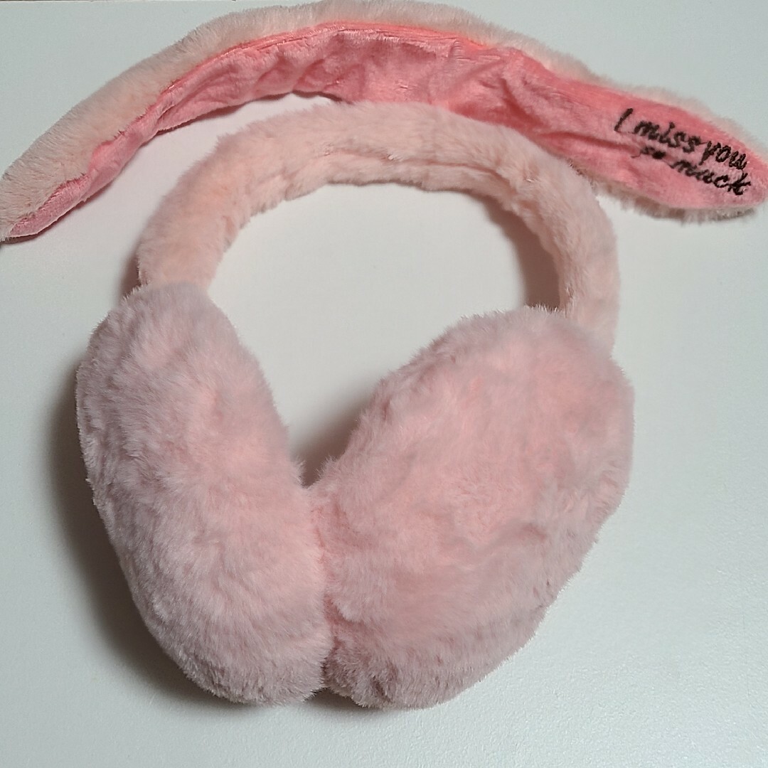 うさぎちゃん もこもこ イヤーマフ 猫  ふわもこ ピンク 耳あて 01 レディースのファッション小物(イヤーマフ)の商品写真