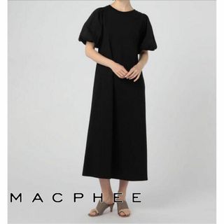 マカフィー(MACPHEE)のMACPHEE コットンサッカーコンビ パフスリーブワンピース(ロングワンピース/マキシワンピース)