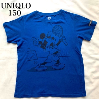 ユニクロ(UNIQLO)のUNIQLOユニクロ　半袖　Tシャツ　ミッキープレイズ　150  キッズ　ブルー(Tシャツ/カットソー)