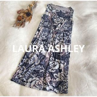 LAURA ASHLEY - LAURA ASHLEY ワンピース ノースリーブ 花柄 総柄 L