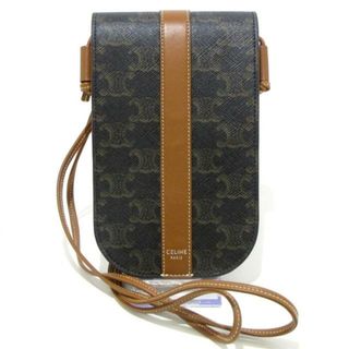 セリーヌ(celine)のCELINE(セリーヌ) 携帯電話ケース美品  モバイルポーチ 10H742DCH.04LU タン スマートフォンケース/ショルダーストラップ トリオンフキャンバス×カーフスキン(モバイルケース/カバー)